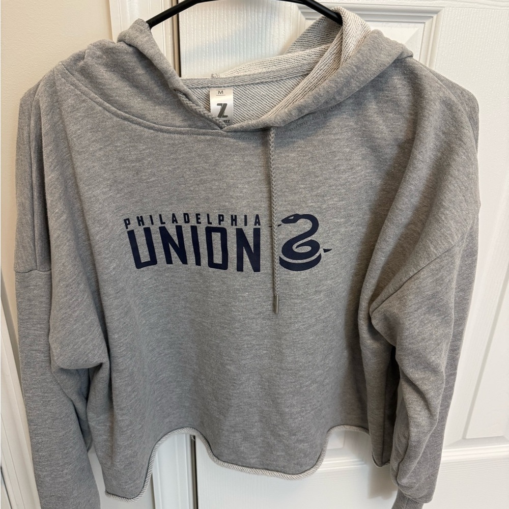 Gray Cropped Crewneck Hoodie